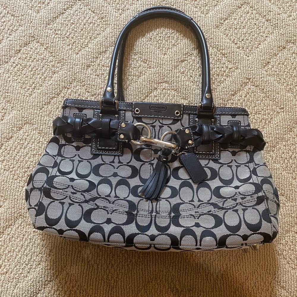 Coach Black and Gray Monogram Shoulder Bag